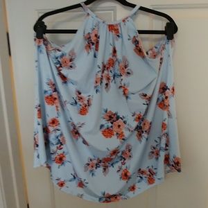 2X Blue Floral Halter Top